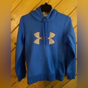 Under Armour, girls youth size 16 blue, long sleeve hooded sweatshirt (o11)